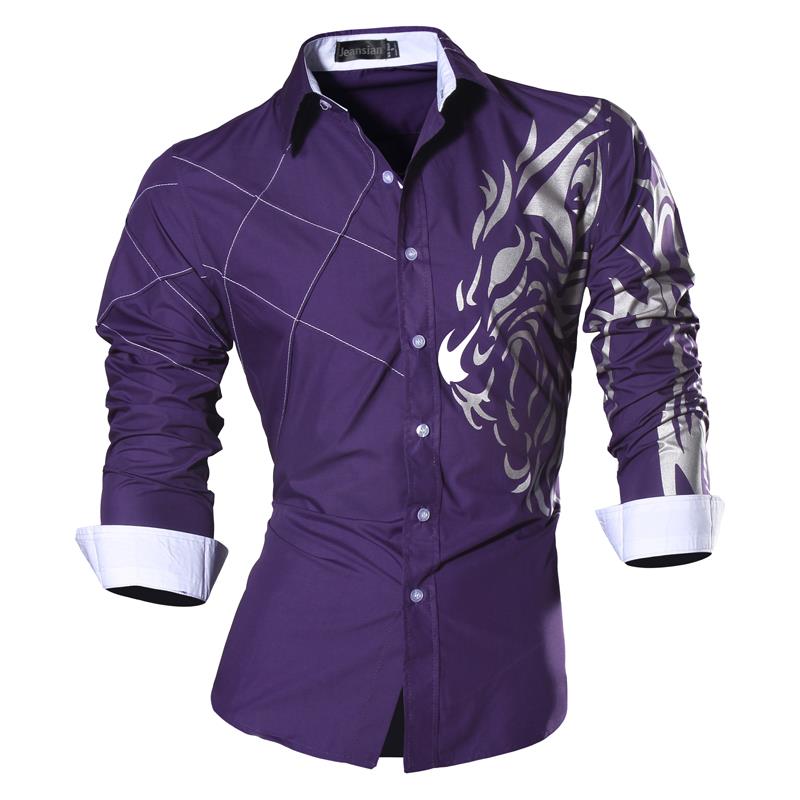 jeansian Spring Autumn Features Shirts Men Casual Shirt Long Sleeve Male Shirts Zipper Decoration (No Pockets) Z018