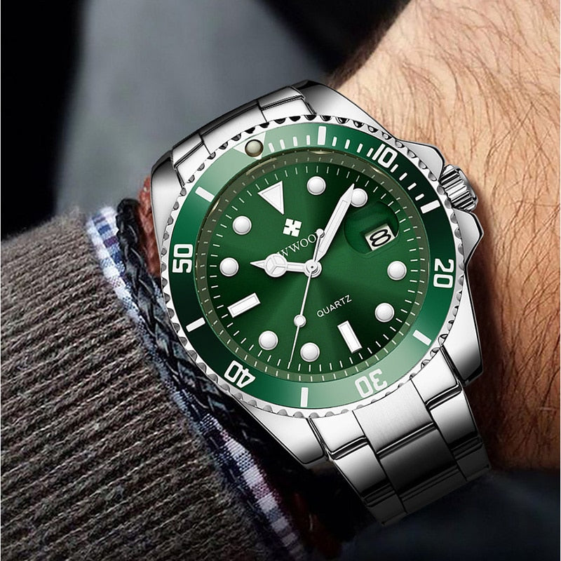 WWOOR Men Watches 2022 Luxury Full Steel Waterproof Automatic Date Watch Men Quartz Diving Sports Wristwatches Relogio Masculino