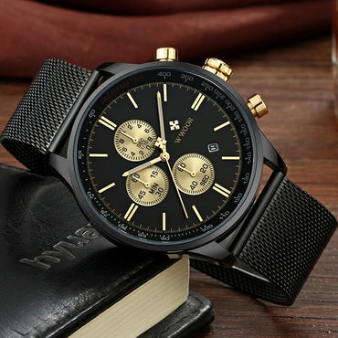 WWOOR Full Steel Fashion Quartz Watches Mens 2022 Top Luxury Multifunction Sport Business Male Wristwatch Waterproof Chronograph