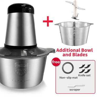 VOA 2 Speeds Electric Chopper Stainless Steel Meat Grinder Mincer Food Processor Slicer 2LCapacity Baby Supplement Machine