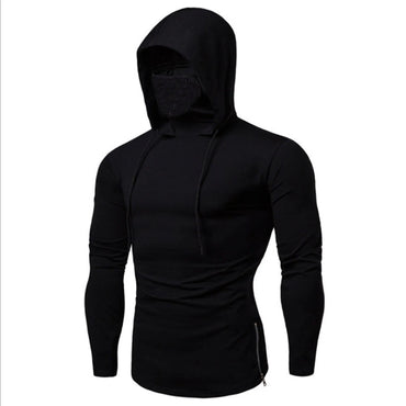 Men's Hoodies Autumn Casual Gym Thin Long Sleeve Hoodie Face Cover Solid Color Sweatshirt Men Clothing толстовки с капюшоном