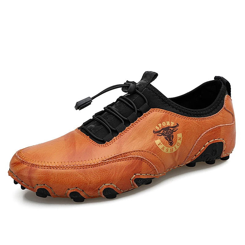 2024 New Men's Casual Shoes Fashion Comfortable Men's Shoes High Quality Leather Men Driving Shoes Handmade Flat Shoes Size 48