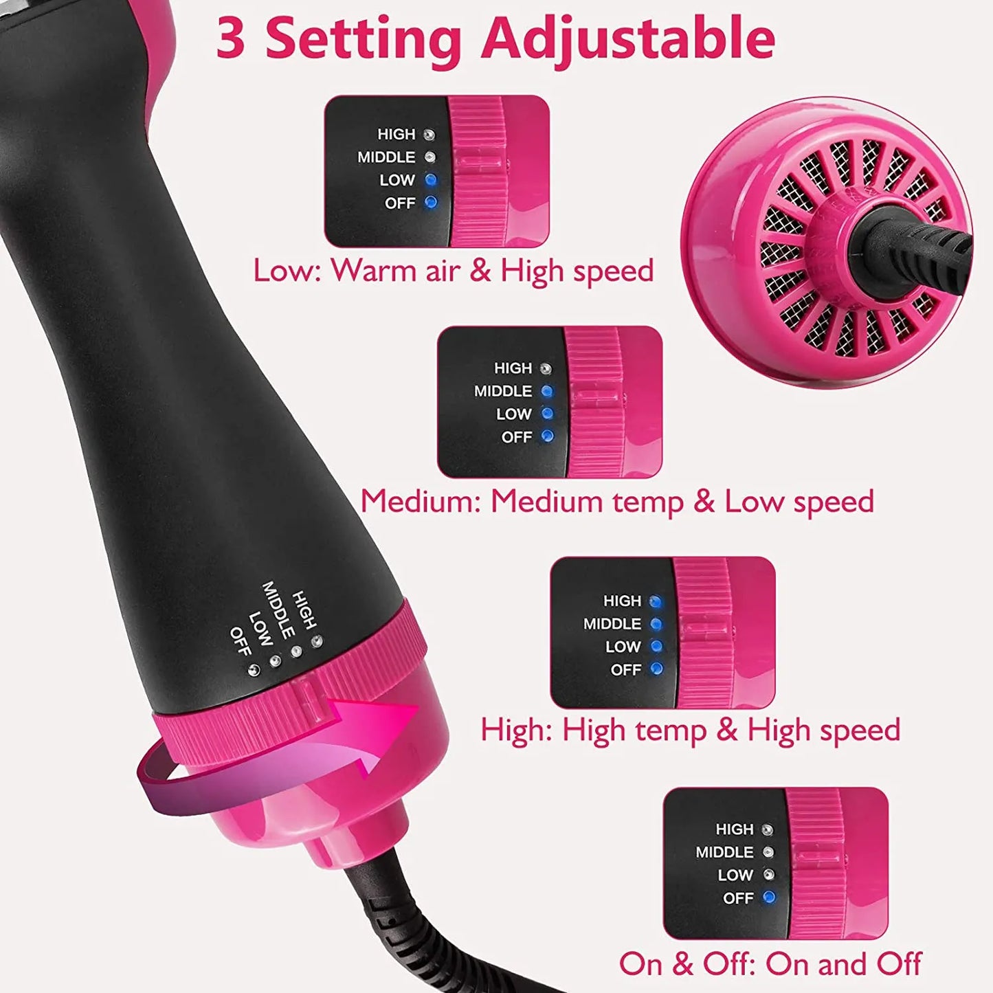One Step Hair Dryer Brush Negative Ionic Blow Dryer Comb Hot Cold Hair Styler Hair Dryer Hair Blower Salon Dryers Dryer Blower