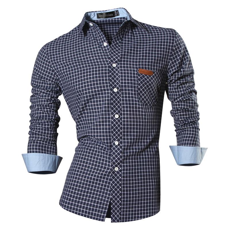 Jeansian Men's Casual Dress Shirts Fashion Desinger Stylish Long Sleeve 8371 Black2