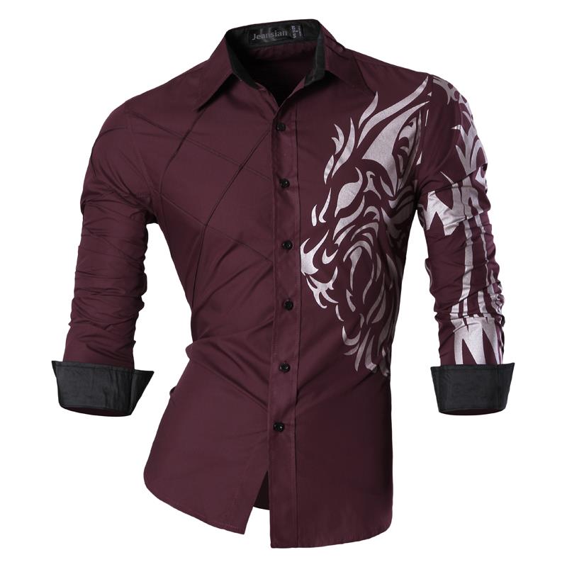 jeansian Spring Autumn Features Shirts Men Casual Shirt Long Sleeve Male Shirts Zipper Decoration (No Pockets) Z018