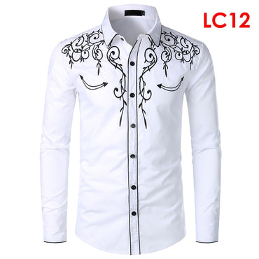 Black Embroidery Shirt Men 2022 Brand New Star Mens Button Down Shirts