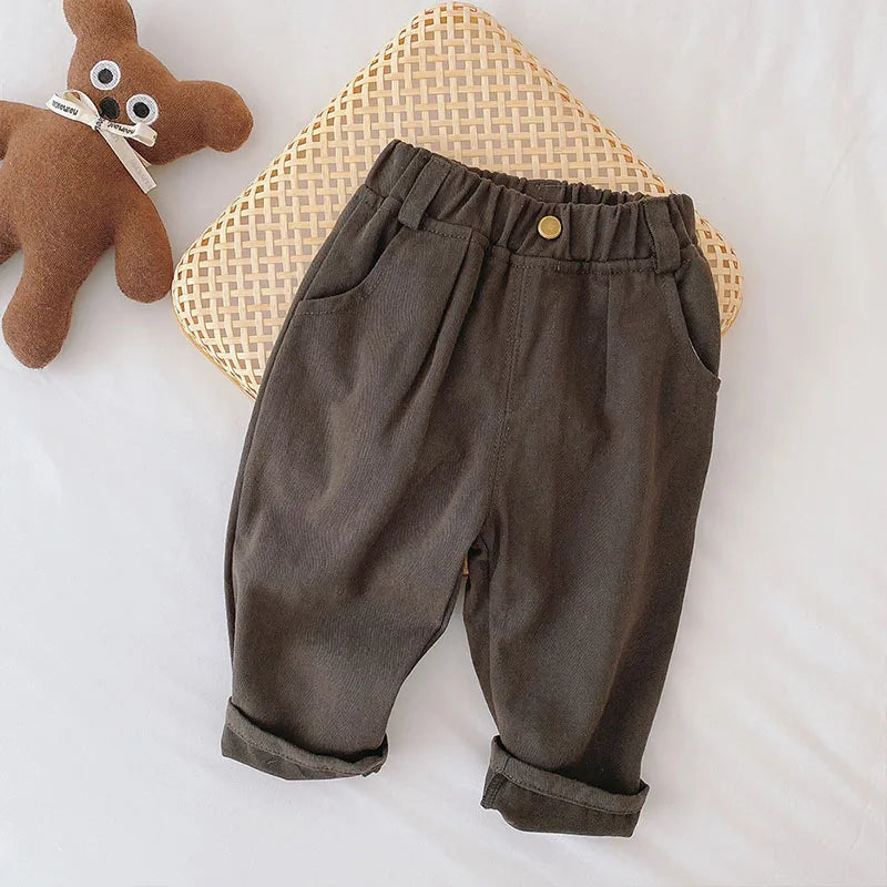 MILANCEL 2024 Spring Autumn Solid Kids Boys Straight Pants Fashion Children Clothing Trousers Brief Jeans for 1-6 Years