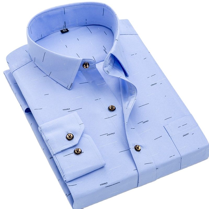 Men Long Sleeve Casual Shirt Spring Autumn Floral Printed Plaid Pocket Shirts Soft Comfortable Dress Man Wedding Party Shirt