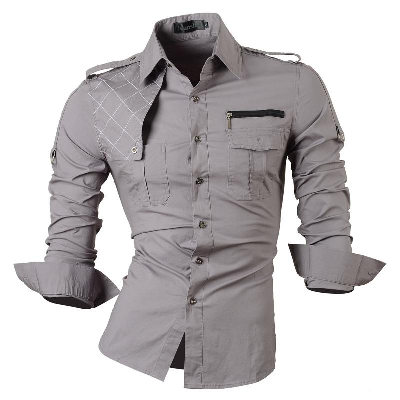 Jeansian Men's Casual Dress Shirts Fashion Desinger Stylish Long Sleeve 8371 Black2