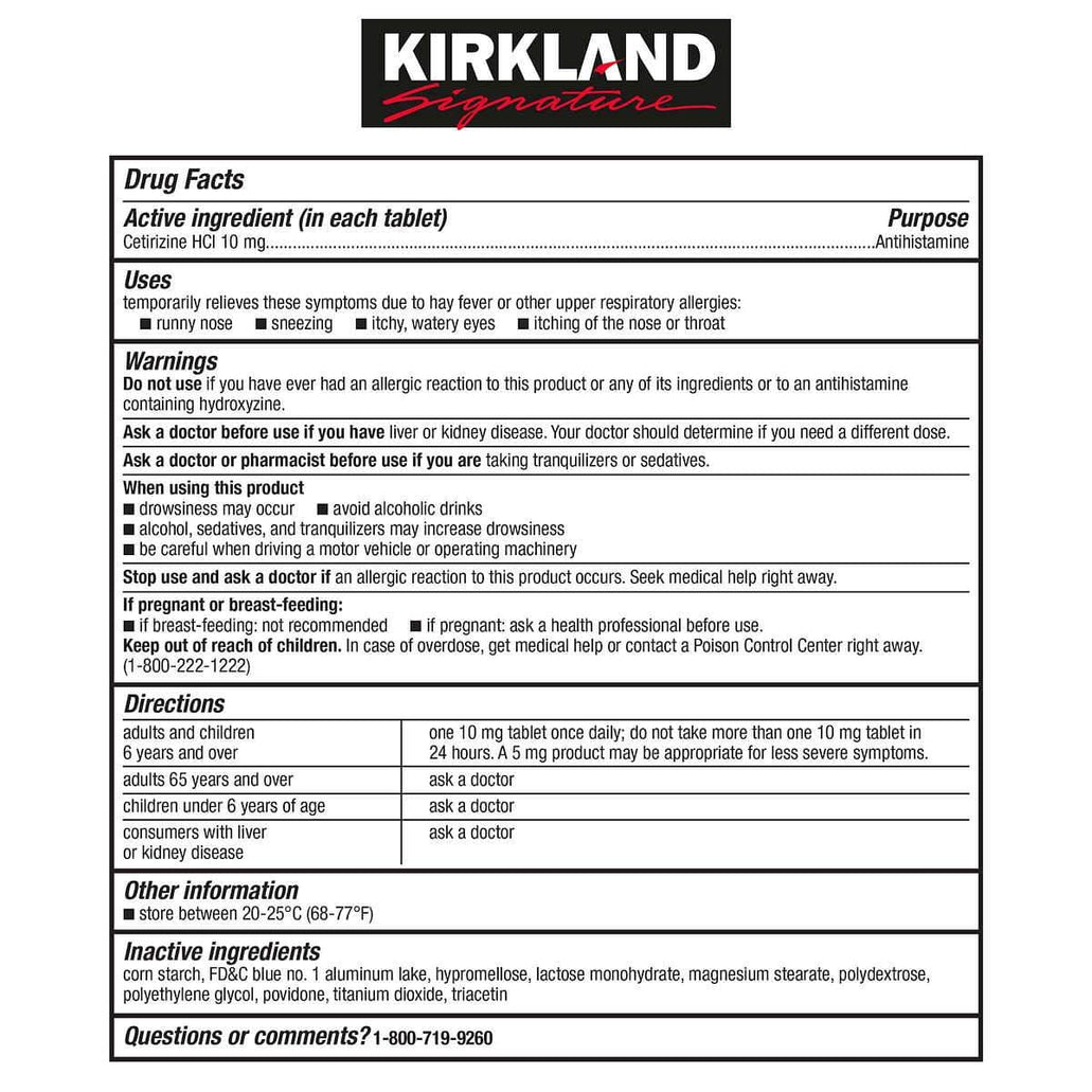 Kirkland Signature Aller-Tec, 365 Tablets