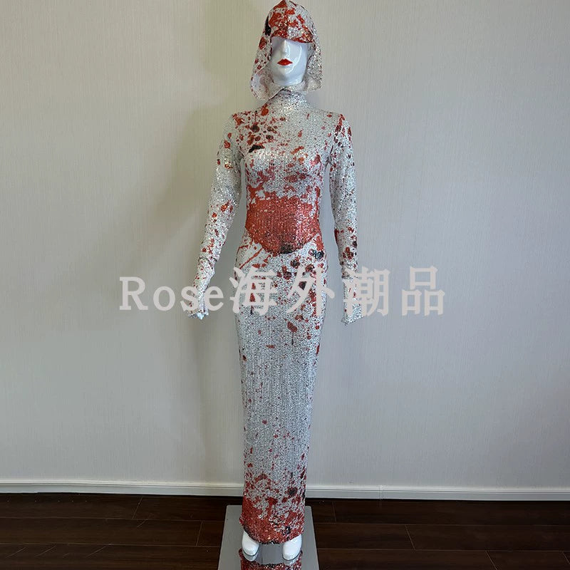 Summer New Performance Dress Nightclub Club Temperament Slim dress Music Festival Model Catwalk Banquet Party Watch