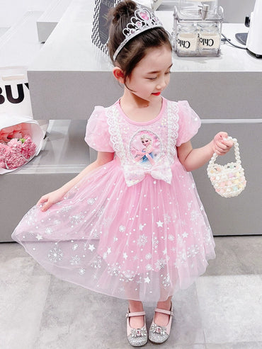 Elsa Summer Baby Girl Veil Princess Dress