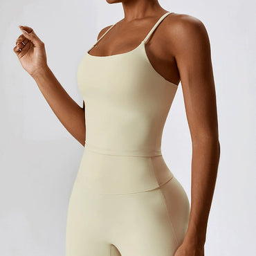 2023 Nude Feel Beauty Back Yoga Vest Women Inner wear Top Outer Wear Sports Bra Running Fitness Vest Including Chest Pad