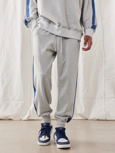 Heavy Embroidery Men's Fashion Color Contrast Patchwork Loose Sweatpants