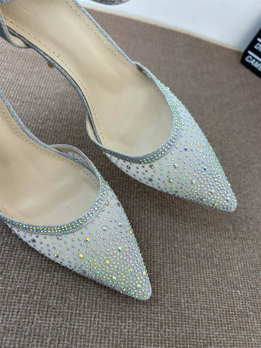 Stiletto Heel Elegant Graceful Pointed Toe Rhinestone Bridesmaid Shoes