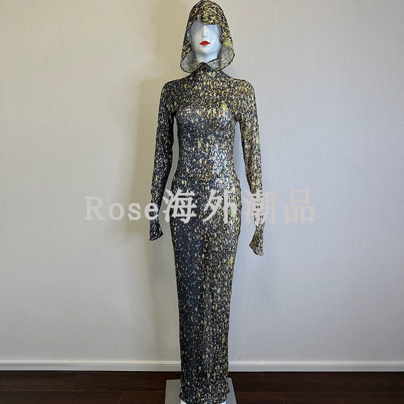 Summer New Performance Dress Nightclub Club Temperament Slim dress Music Festival Model Catwalk Banquet Party Watch