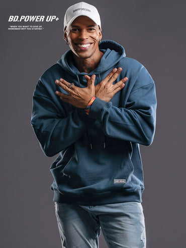 Bodybuilding Hooded Loose Shoulder Base All-Matching Men's Sweatshirt