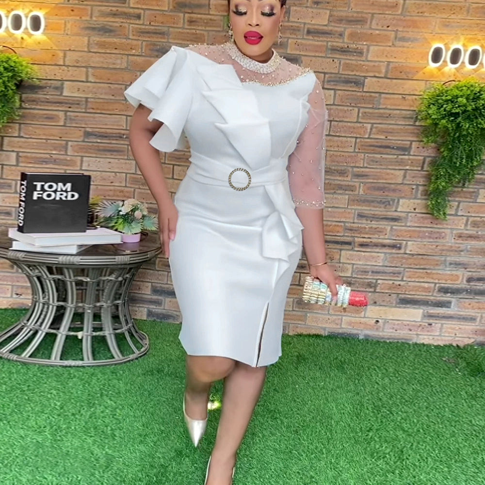 Fashion Plus Size Elegance Stand Collar Beaded Sheath Dress plus Size –  Mega Mart Center