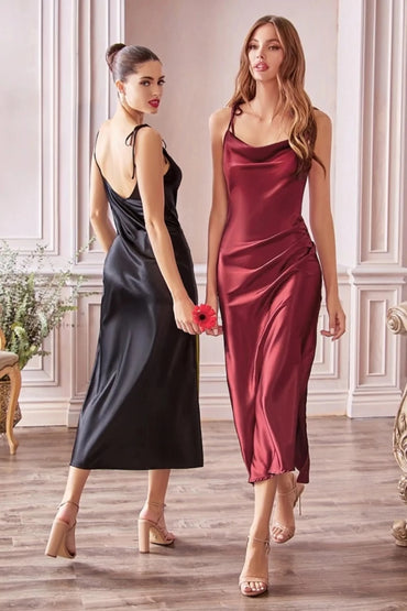 MisShow Silky Satin Short Women Beach Dresses Sexy Leg Slit Spaghetti Straps Midi Female Dresses for Evening Birthday Party