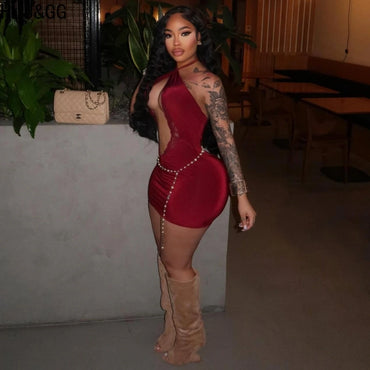 HLJ&GG Sexy Hot Girl Lace Hollow Halter Bodycon Mini Dresses Women Backless Sleeveless Slim Vestidos Fashion Party Club Clothing