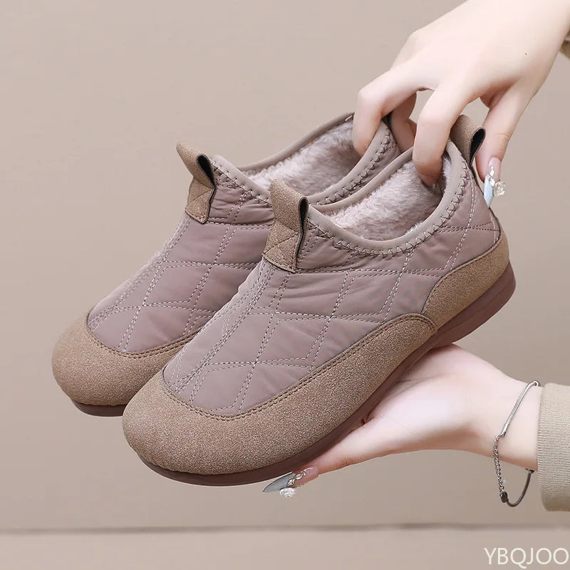 Winter Warm Women Soft Soled Cotton Shoes Anti Slip Casual Flat Bottom Casual Lazy Cotton Shoes One Step Stepping Zapatos Mujer