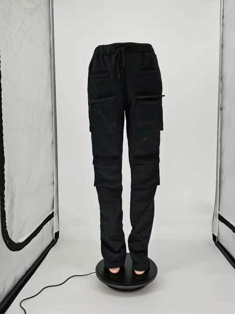 Sexy Women's Red Stacked Sweatpants High Waist Tracksuits Y2K Harajuku Joggers