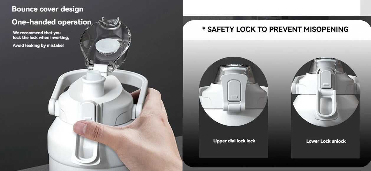 Thermos Water Bottle With Straw Handle Cup 316 Stainless Steel Flask Large Capacity Vacuum Insulated Tumbler