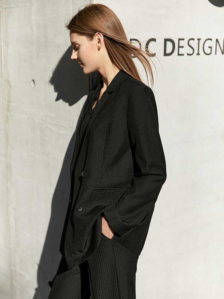 Amii Minimalism Spring Office Lady Blazer Women Jacket Lace V-neck Tank Tops High Waist Pants Separately Female Blazers 12060909