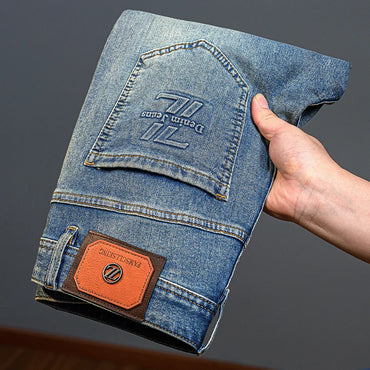 Men's jeans 2025 new spring and summer light luxury men's clothing high-end trendy brand printed versatile slim fit pants