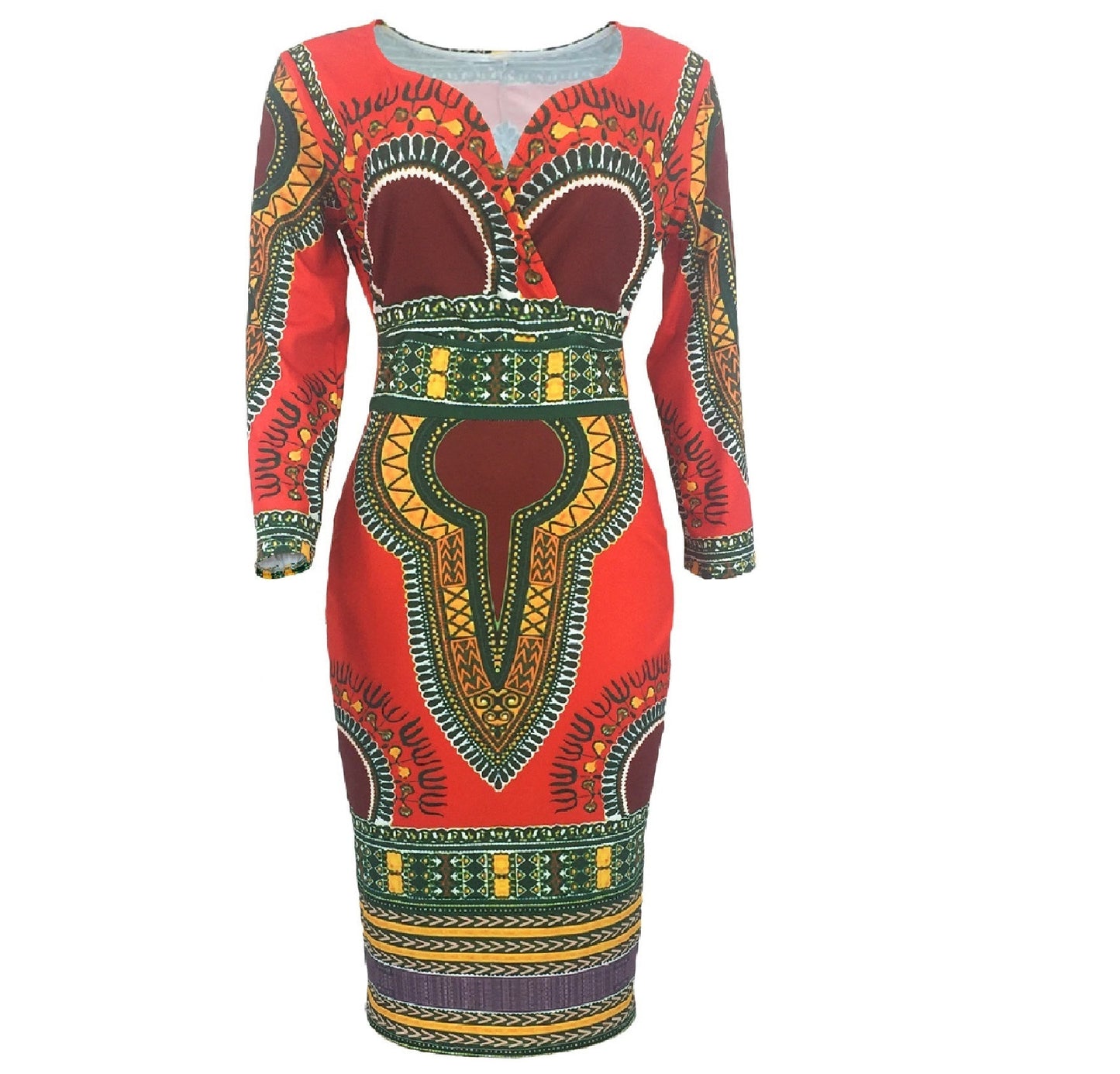 Sexy 2022 New Fashion Print Dress Waist Women's Ethnic Style Package Hip Skirt