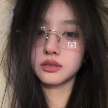 New Transparent Square Rimless Eyeglasses Blue Light Blocking Glasses Fashion Frameless for Women Men Silver Computer Glasses