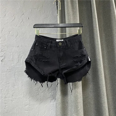 Sexy Low-waisted Denim Shorts New Summer Hole A Wide-leg Pants Ripped Jeans For Women