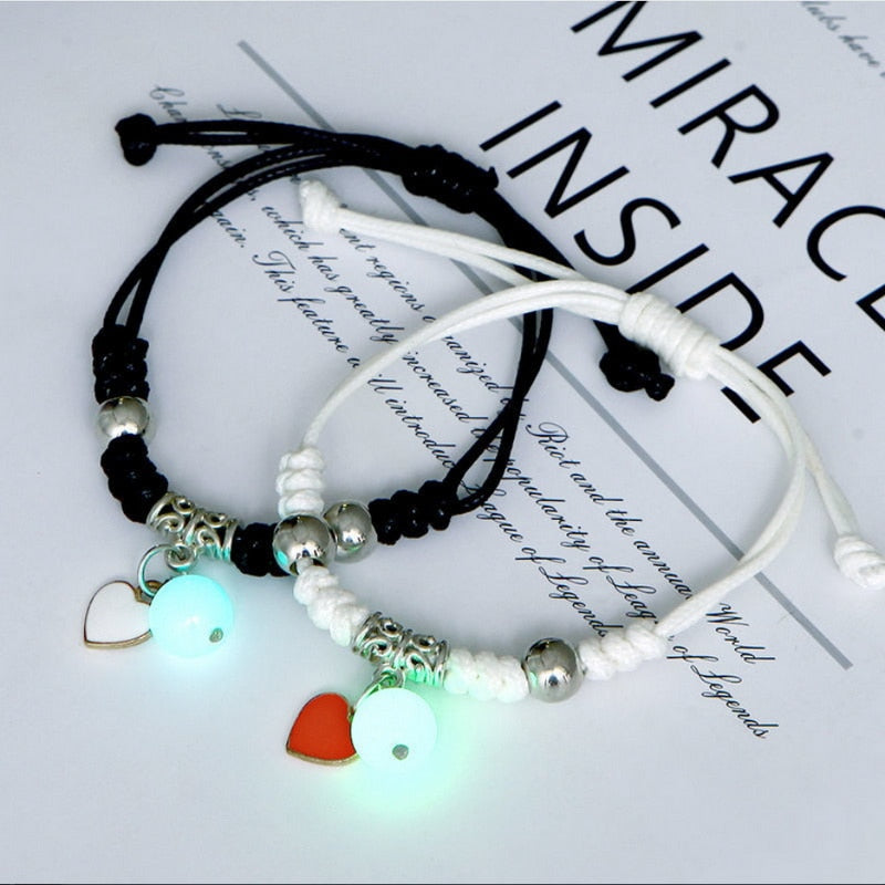 2023 Luminous Cat Star Moon Bracelet Couple Charm Handmade Adjustable Rope