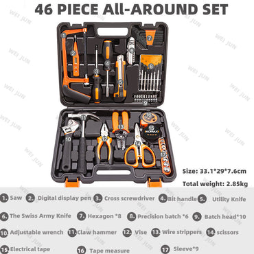 Professional Hand Tools Set Electrician Complete Car Maintenance Tool Box Kit Home Metal Carpentry Repairs Complete Toolbox