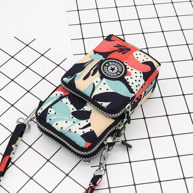 Women's Mini Shoulder Bag Oxford Waterproof Handbag Wrist Pouch Wallet Sports Cell Mobile Phone Bag Crossbody Bags for Girls
