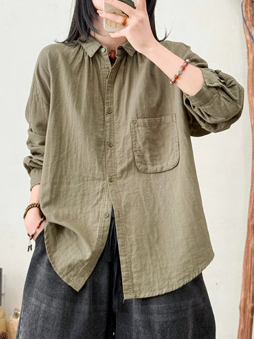 Amax luluE 2025 Shirts Spring Ladies Fashion Casual Loose Blouses Women Classic Luxury Long Sleeve Tops Elegant Cotton Clothes