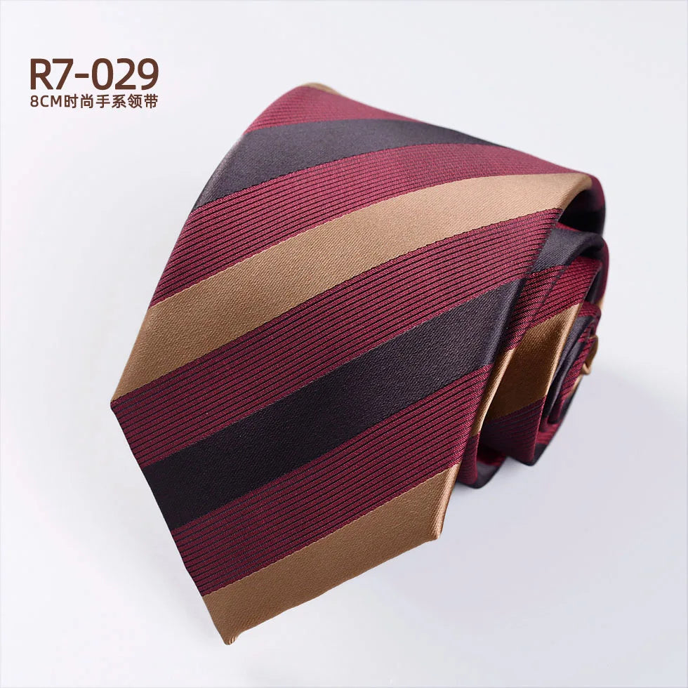 Men's Fashion Silk Tie 8cm Striped Novelty Necktie Blue Green Orange Color Ties For Men Floral Party Ties Wedding Business Gift