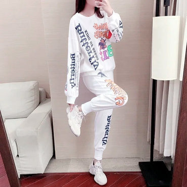 Casual Sweat Suits 2025 Spring Autumn New Women's Tracksuit Fashion Loose Long Sleeved Tops And Pants 2 Two Piece Set For Women