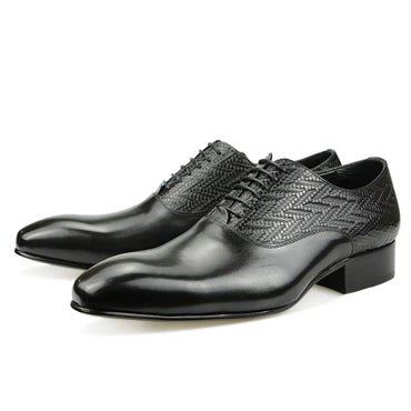 High Grade Black Leather Shoe Formal Office Oxfords Elegant Wedding Position Braid Leather Business Lace Up Men Shoes Handmade