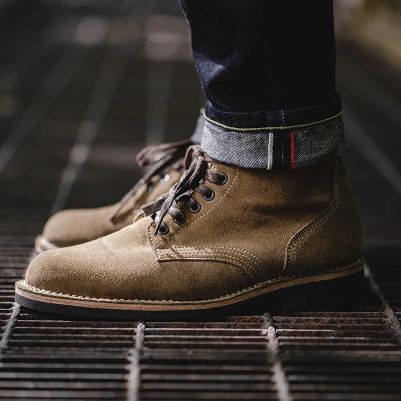 Men's Work Boots Spring American Style High Top Desert Boots Vintage Military Boots Mid Top Motorcycle Ankle Boots