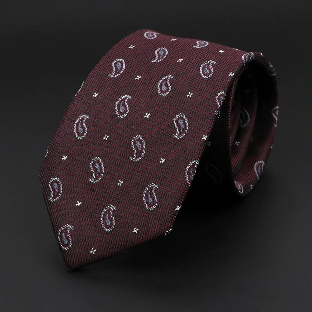 New Style Fashion Jacquard Paisley Striped Necktie For Men 7cm Dark Blue Black Formal Business Party Skinny Slim Cravat Tie Gift