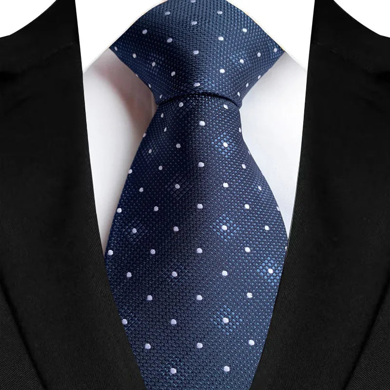 Luxury Men's Necktie 8cm Navy Blue Color Tie Jacquard Neck Ties for Man Business Wedding Party Gift