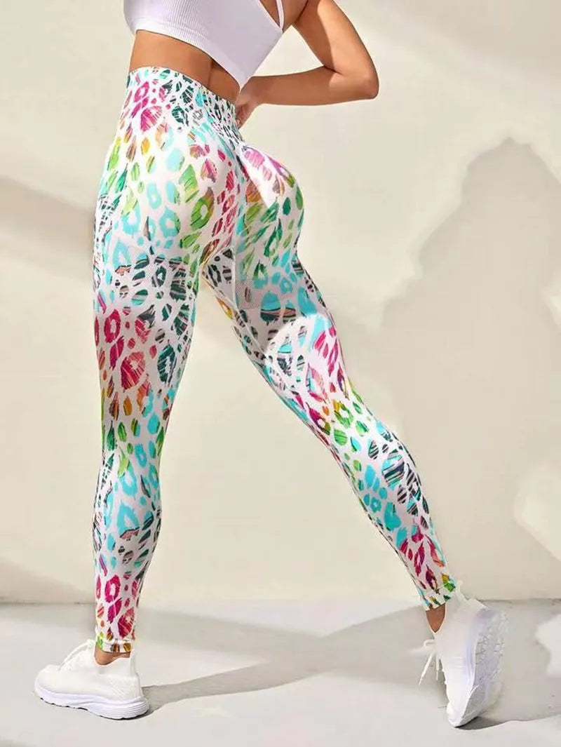 New 3D Print Tie Dye Sports Pants Women Seamless Leggings High Waist Fitness Push Up Leggings Gym Clothing Workout Tights