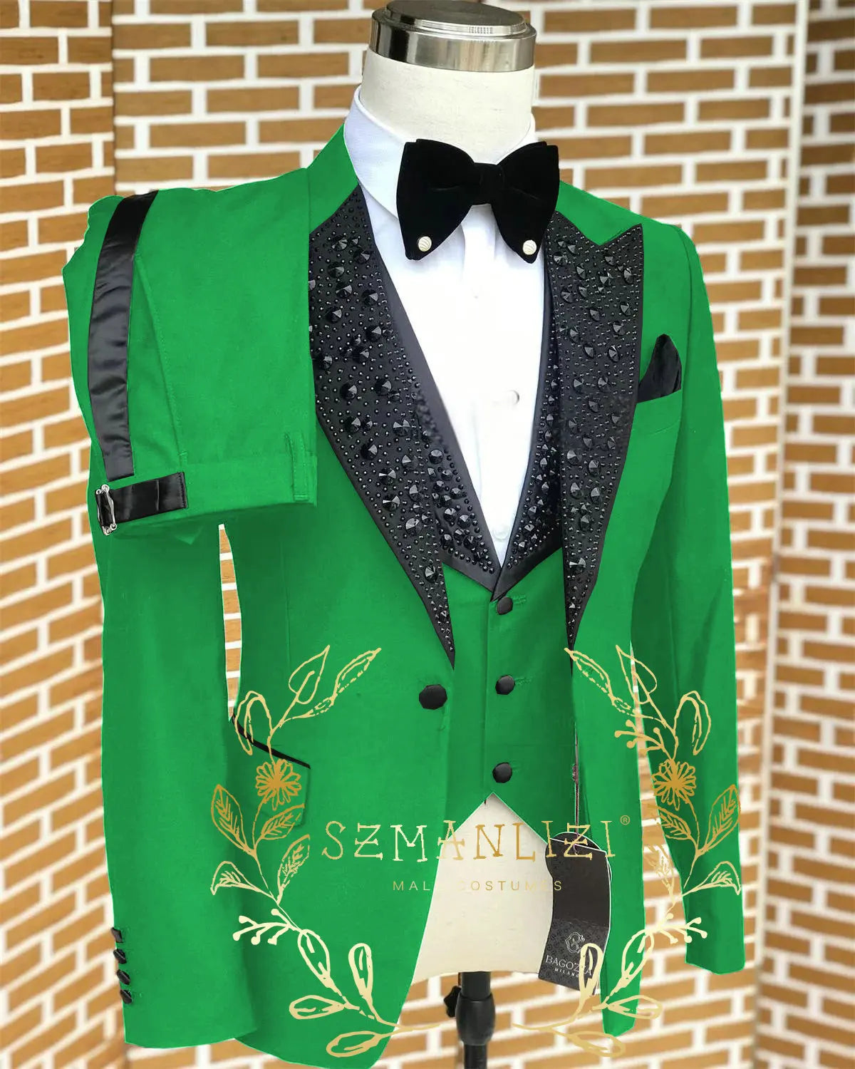 Black Men Suits Luxury Stone Crystal Tuxedos Bespoke Groom Wear 3 Pieces Business Male Prom Blazers Slim Fit Custome Homme