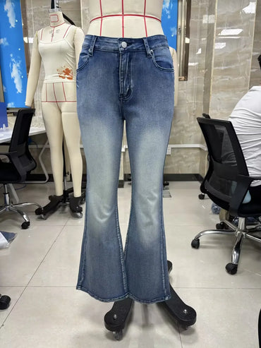 Women Vintage y2k Flared Jeans Retro Button-up Low Rise Casual Denim Pants Harajuku 2000s Aesthetic Trousers Basic Jeans