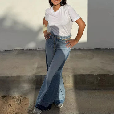 MUJER Blue Baggy Jeans for Women Wide Leg Jeans Pants Woman High Waist Denim Pants Women Casual Trousers Cargo Women's Jeans