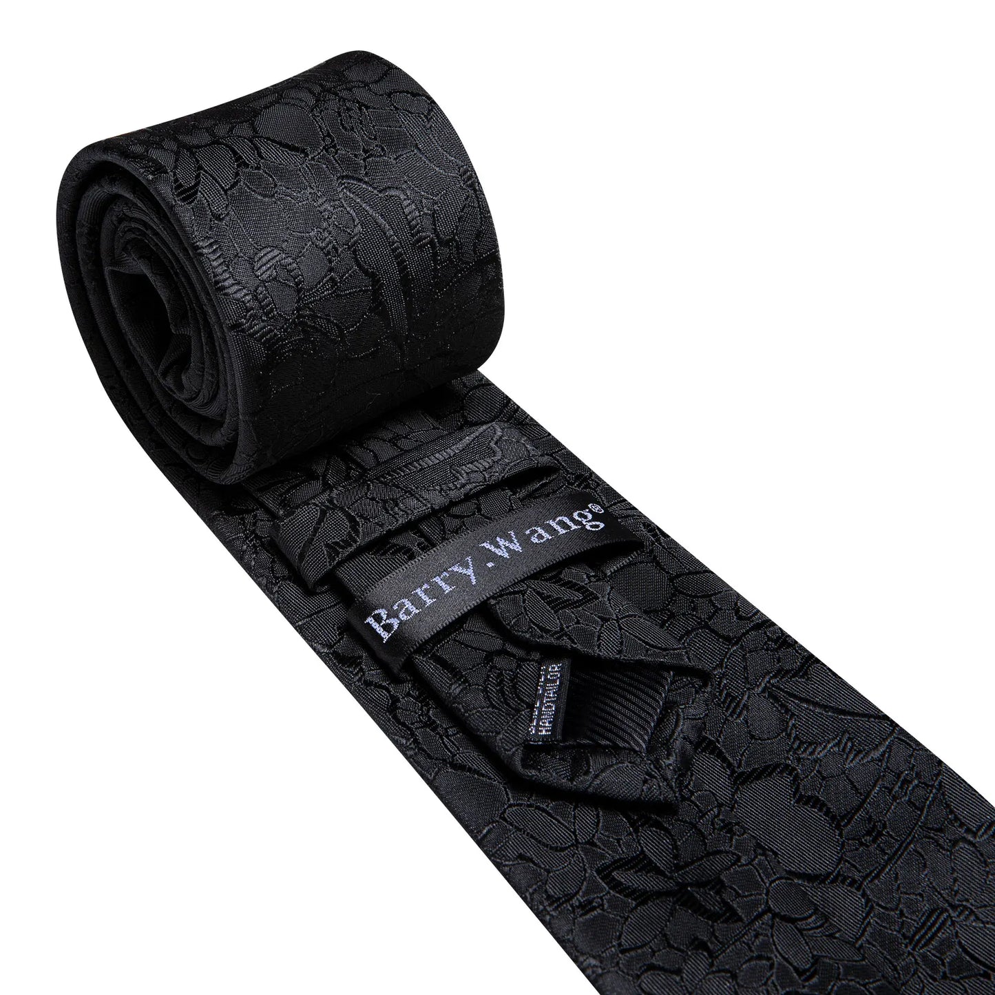 Barry.Wang Black White Gray Silver Men Tie Handkerchief Cufflinks Set Jacquard Necktie for Male Wedding Business Party Gift