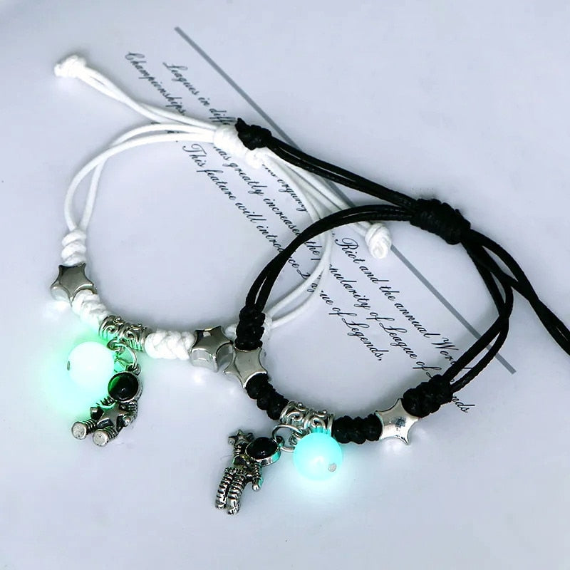 2023 Luminous Cat Star Moon Bracelet Couple Charm Handmade Adjustable Rope