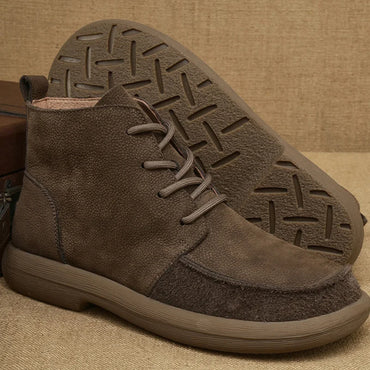 Men's boots 2025 spring new cowhide thick-soled non-slip natural leather soft Chelsea single short boots wide barefoot shoes