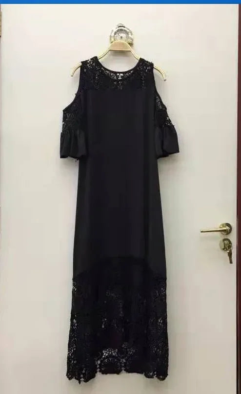 2025 Women's Lace Stitching Ruffle Short-Sleeved Strapless Dress Elegant Ladies' Summer Evening Club Party Dresses Woman Vestido
